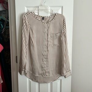 Gold and white striped button down blouse